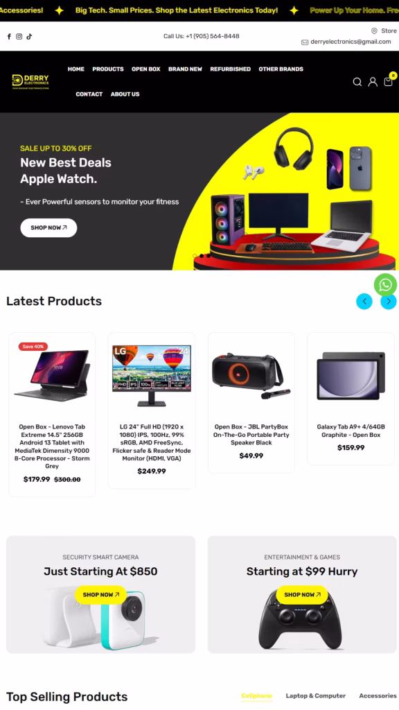 Derry Electronics Canada Shopify Website Design & Development 3 Derry Electronics Website Image