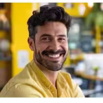 happy buisness owner reviews photo yellow